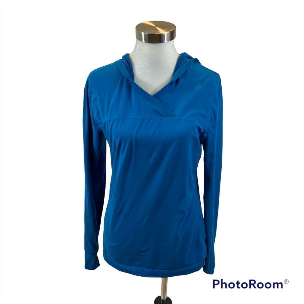 Mountain Hard Wear Ladies Teal Long Sleeved Hooded Top Size Medium